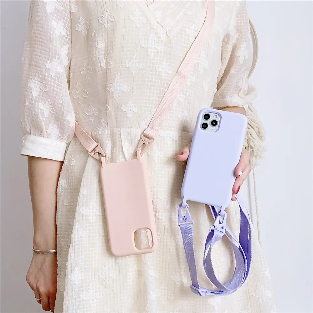 Crossbody Lanyard Liquid Silicone Phone Case