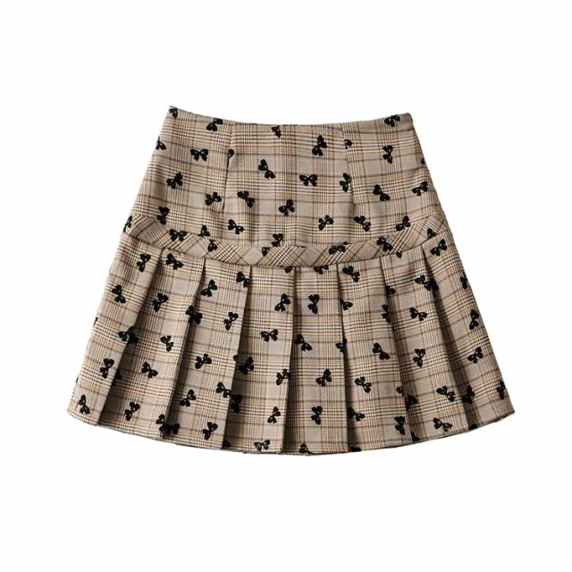 Ladies Fashion Personality High Waist Pleated Skirt Khaki - Shop at LoveMi
