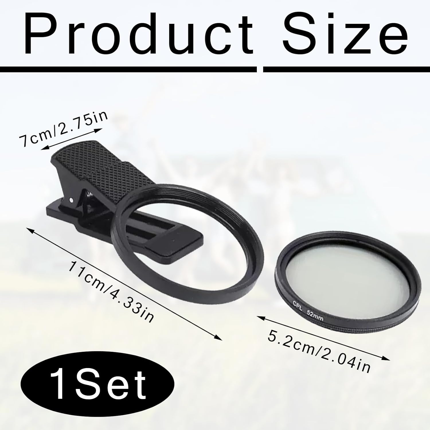 52mm Professional Phone Camera Clip With Macro Lens CPL Star Variable ND Filter For All Smartphones Aluminum Alloy Thread - With CPL Filter,Round Hole thumbnail 6