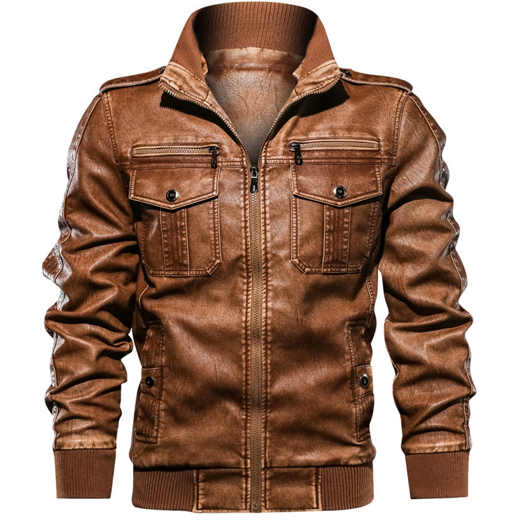 Title 2, Chaqueta de cuero pu con capucha para hombre