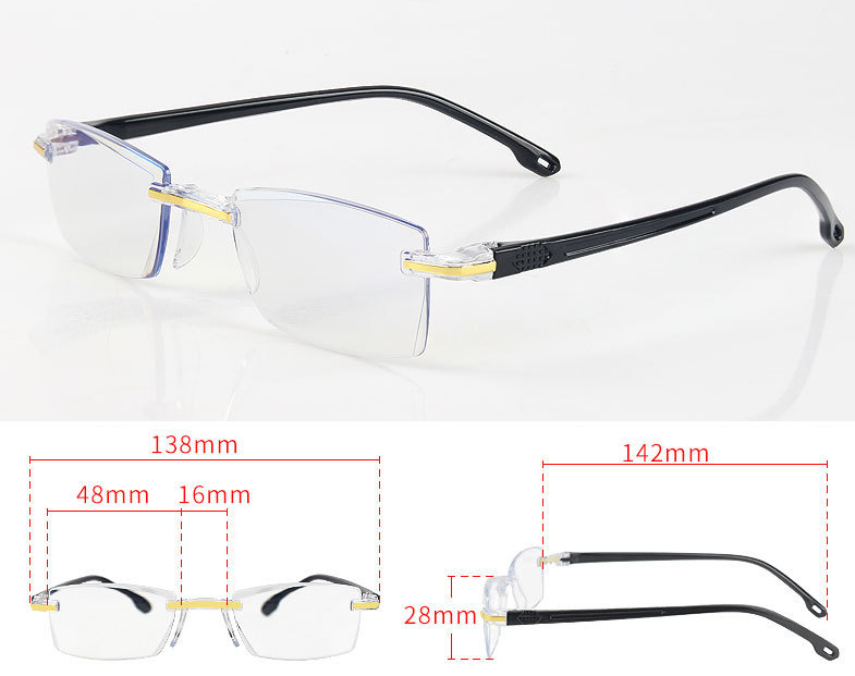 Title 1, The New Diamond Cut Edge Reading Glasses Frameless