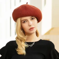 Thickened And Plush Enlarged Hood Elastic Sweatband Beret - Orange - View 1