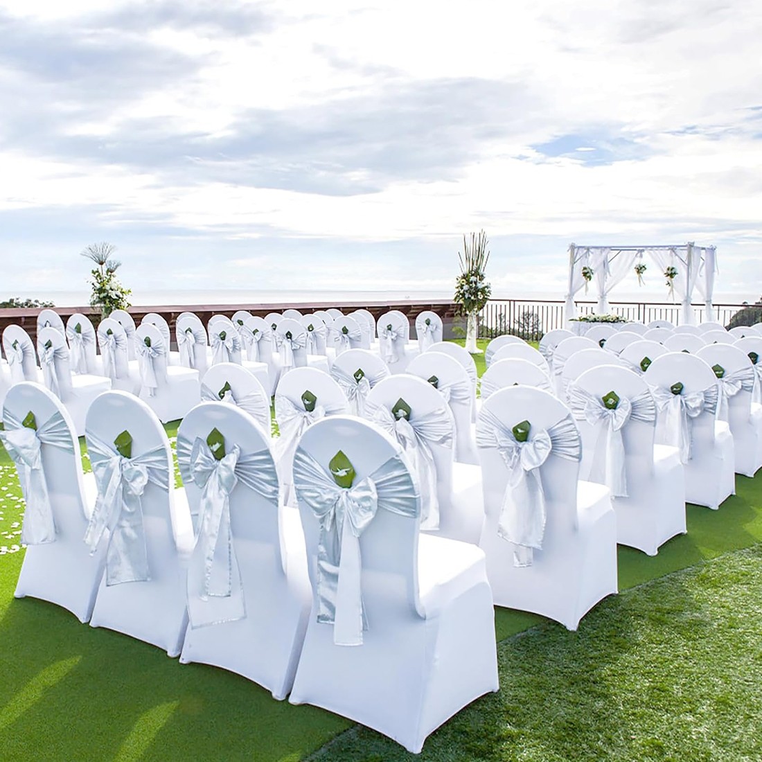 50PCS Stretch Spandex White Folding Chair Covers Gorgeous Formal Chairs — image 12