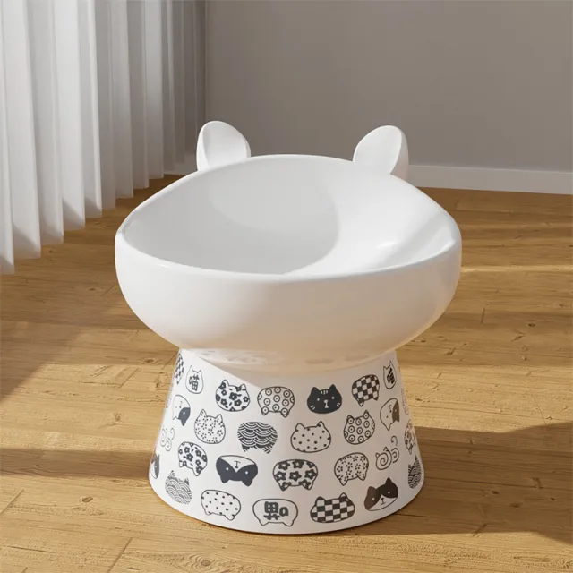 Anti overturning High Foot Double Bowl Pet Supplies White - Shop at LoveMi