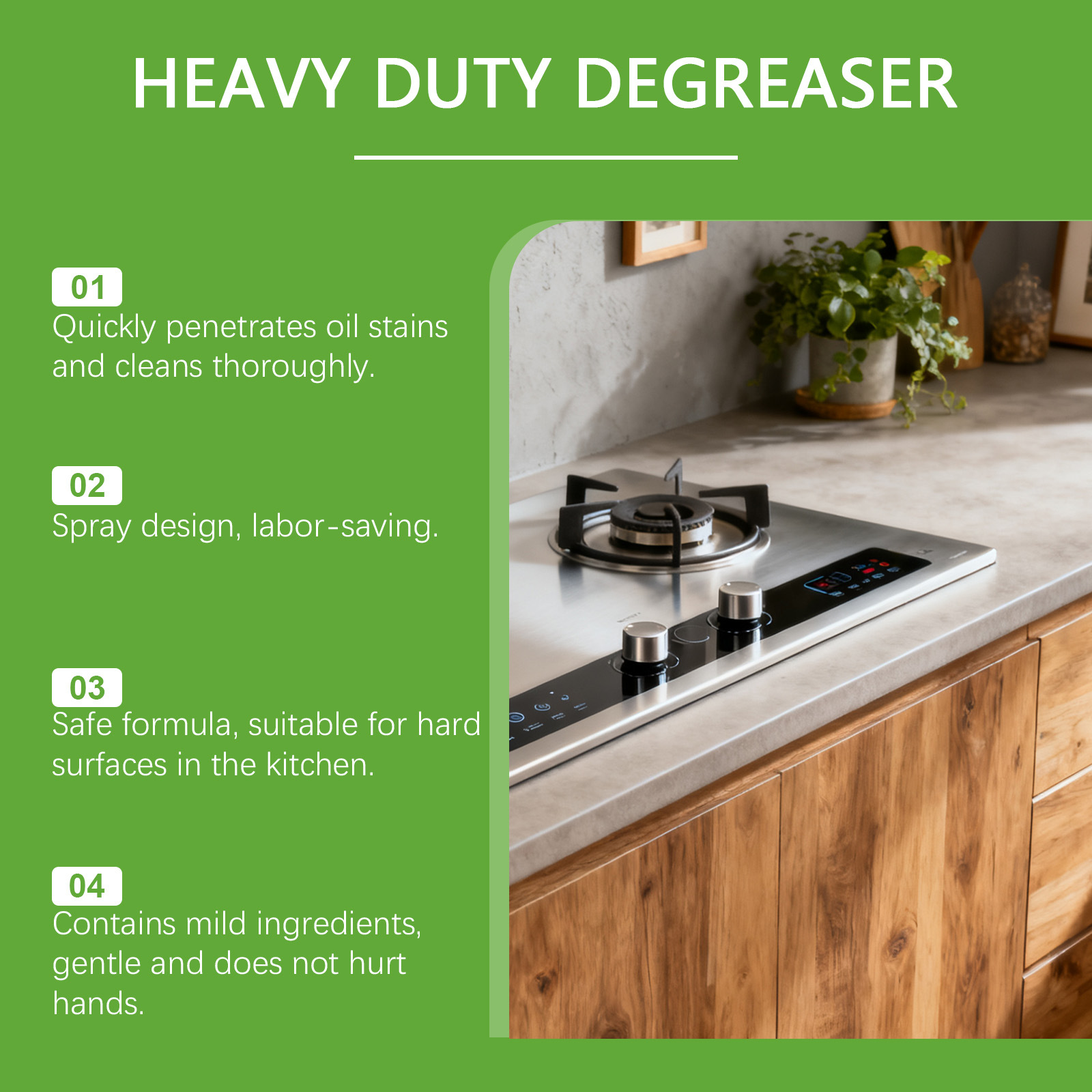 JAKEHOE Kitchen Cleaner And Degreaser Removes Grease Stains From Kitchen Utensils, Cleans Stovetops And Range Hoods, Leaving Them Shiny.