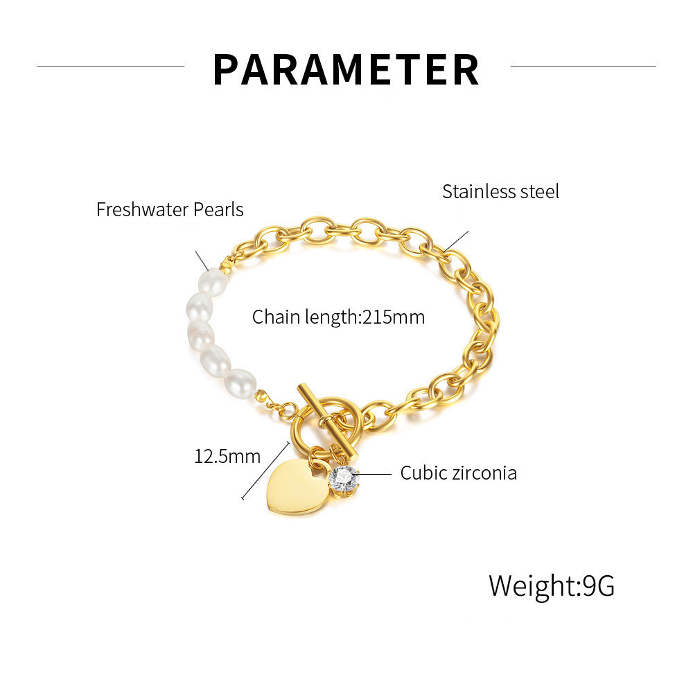 Title 1, Bracciale con perle dacqua dolce, catena cucit...
