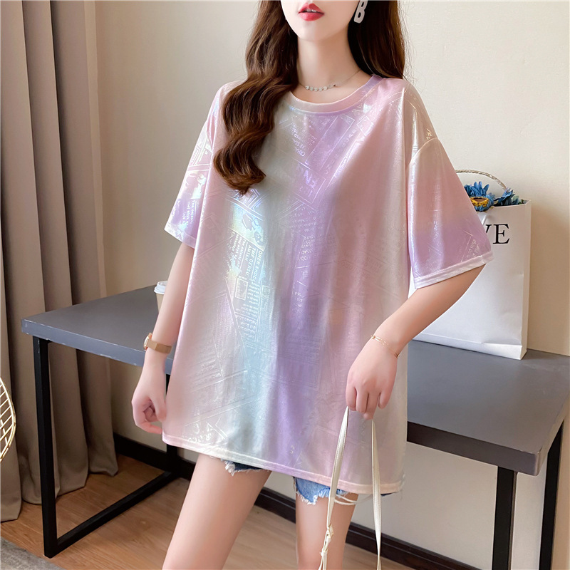 Fashionable Fried Street Loose Large-size Shiny Tie-dye Body Tucked Clothes