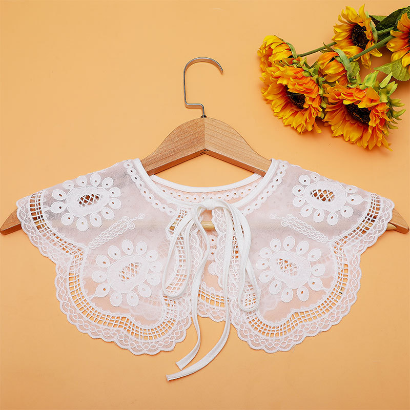 New Chiffon Embroidered Lace Bow Tie Fake Collar Shawl All-matching Women's Wear… — image 1