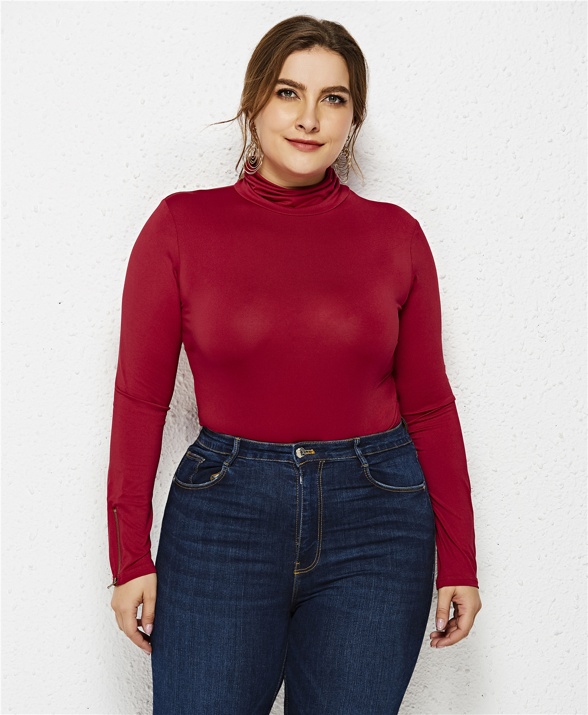 Long Sleeve Round Neck Zipper Bodysuit Fashion Bottoming Shirt - Image 2