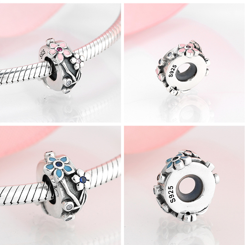 Title 1, S925 Sterling Silver Drip Glue Fixed Spacer Bea...