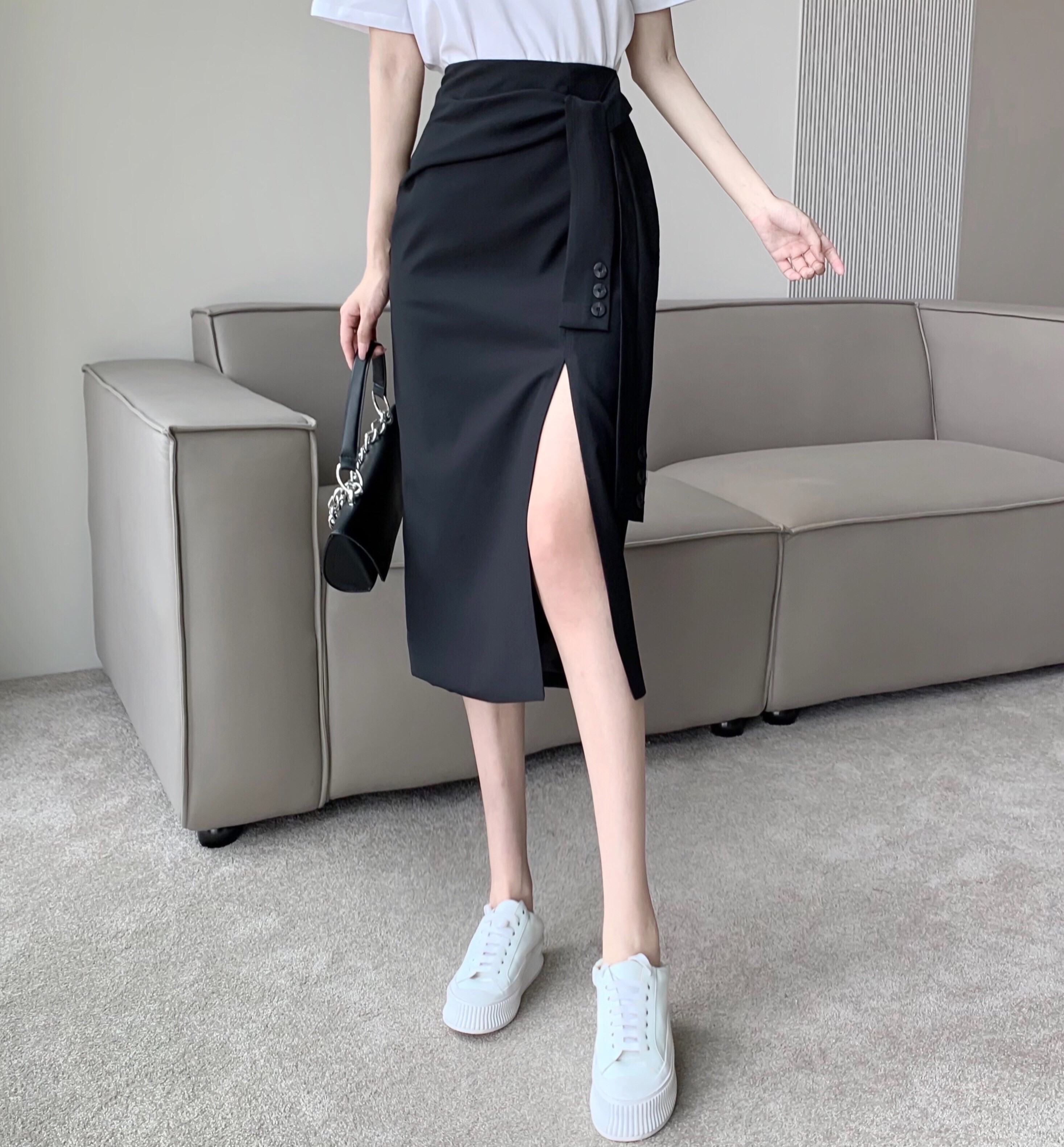 Niche High Waist Slit Strap One Step Hip Dress