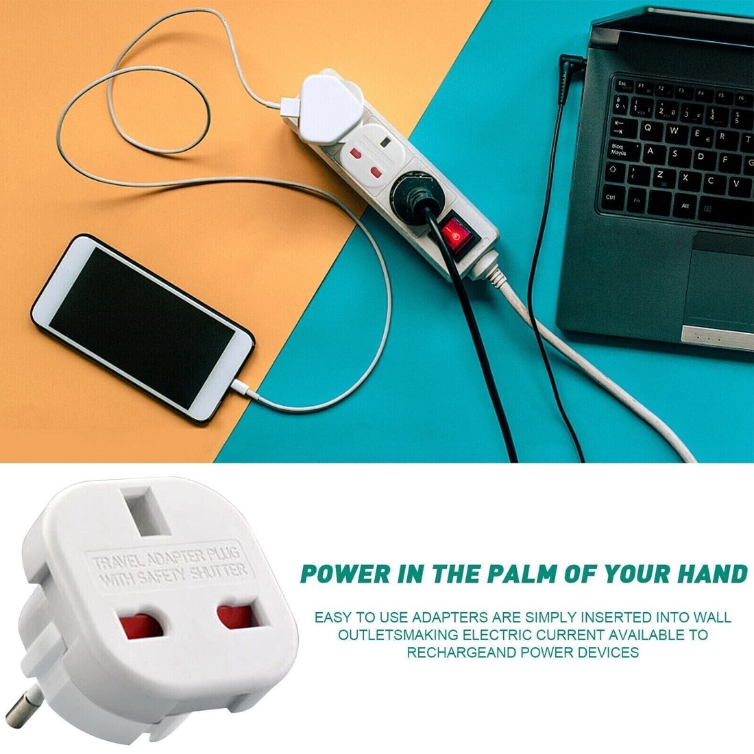 10PCS UK To EU Euro Europe European Travel Adaptor Plug 2 Pin Adapter--white — image 2