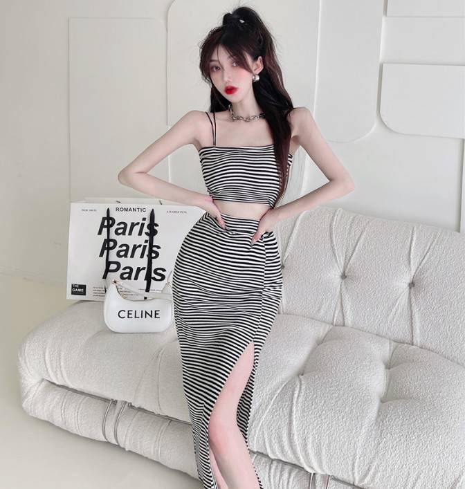 Western Style Striped Temperament Small Camisole High Waist