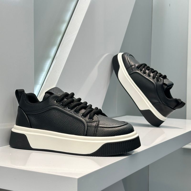 Men’s Trendy Light Luxury Low-top White Skate Shoes, Spring Platform Non-slip So