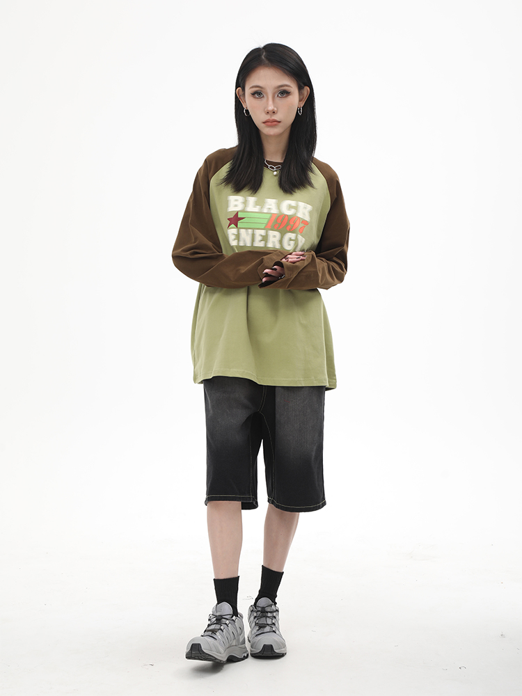 Women's Fashion Letter Print Loose Drape Long Sleeves