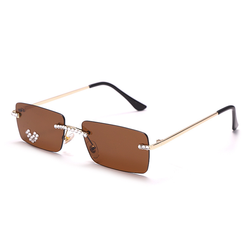 Fashion Trendy Frameless Trimmed Sunglasses Brown - Shop at LoveMi