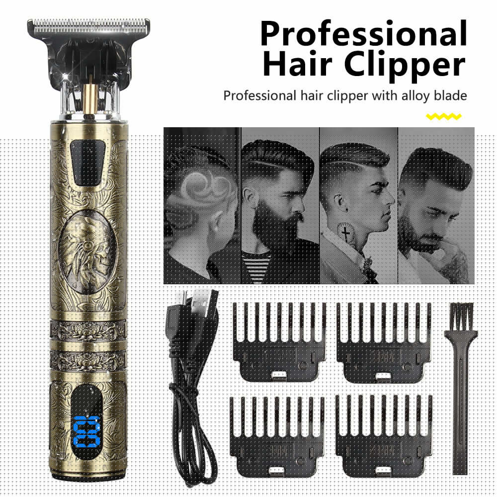 Beard Trimmer Hair Clippers Men's Shaver Cordless Hair Cutting Kit Barber Shaving Machine USB Rechargeable Gold - Shop at LoveMi