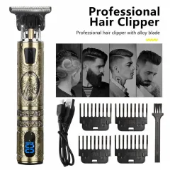 Beard Trimmer Hair Clippers Men's Shaver Cordless Hair Cutting Kit Barber Shaving Machine USB Rechargeable - Gold - View 1