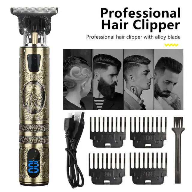 Beard Trimmer Hair Clippers Men's Shaver Cordless Hair Cutting Kit Barber Shaving Machine USB Rechargeable Gold - Shop at LoveMi