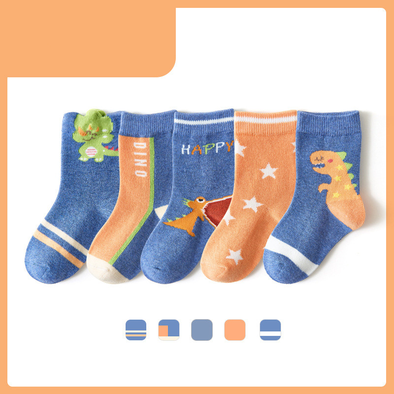 Fashion New Dark Boys Five-pointed Star Dinosaur Socks