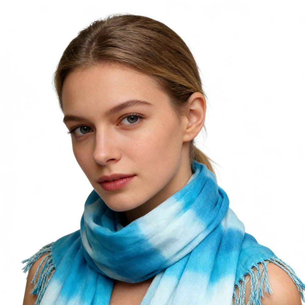 Turquoise Printed Viscose Scarf - Summer Essential Scarf 67inchx24inch