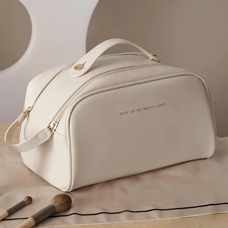 Double Zipper Toast Cosmetic Bag with Large Capacity