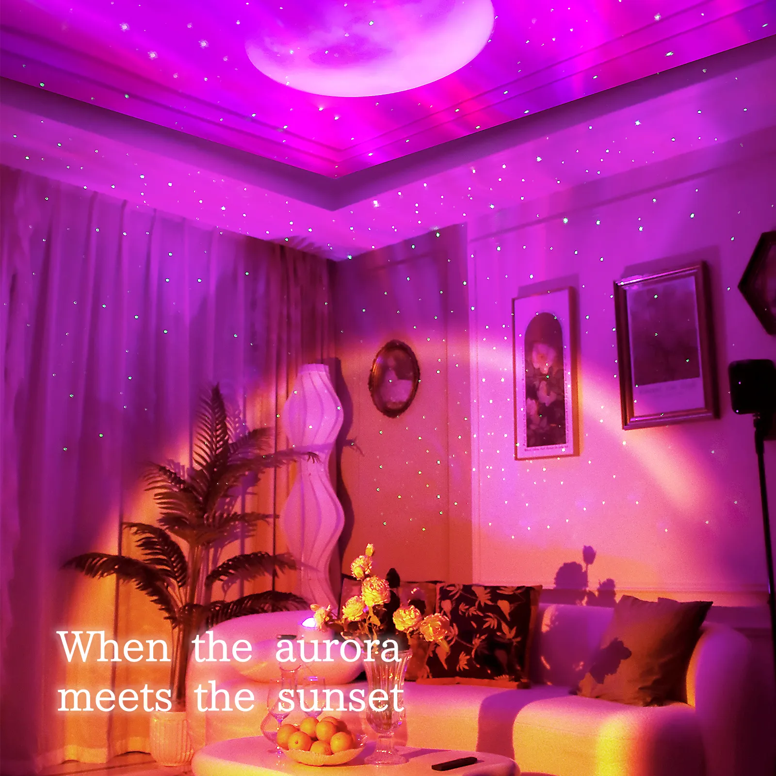 New Double Effect Northern Lights Projector Lamp Milky Way Atmosphere Lamp Starry Sky Lamp White Noise Projector Lamp With Rometes – image 5