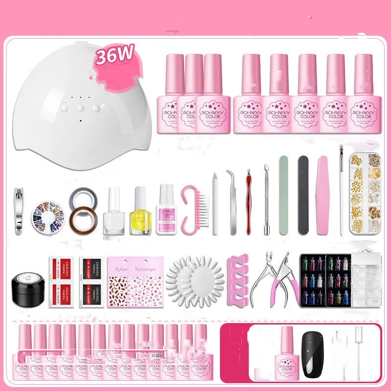 Nail Polish Glue Full Manicure Set Set Of Tools For Beginners Home - Manicurists Choose 30Colors