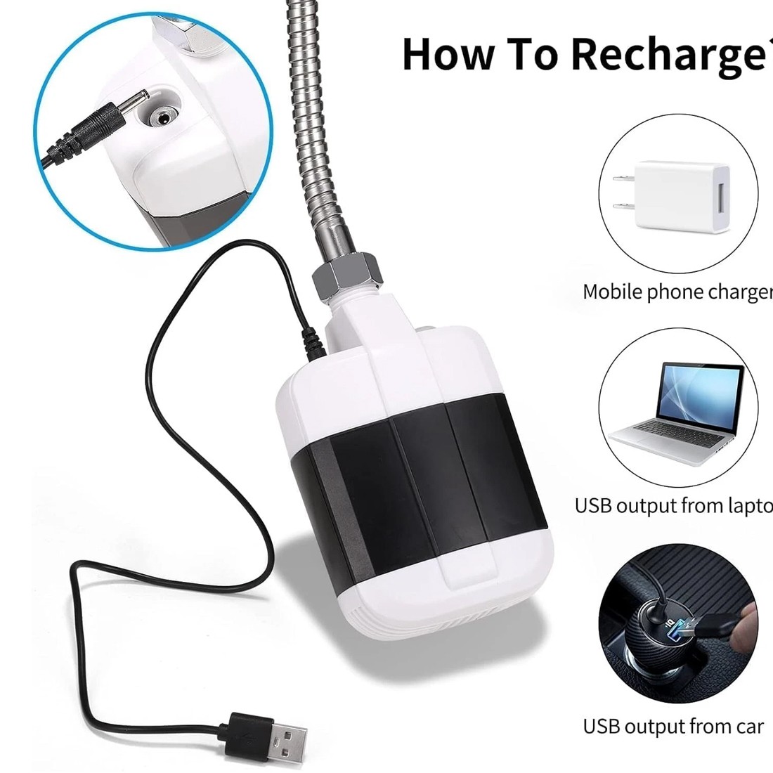 Portable Camping Shower USB Rechargeable Electric Shower For Garden Outdoor