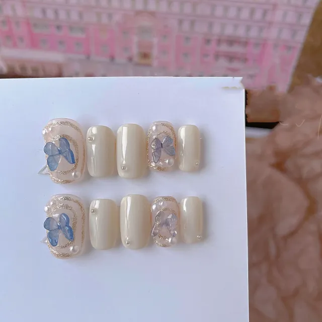 Detachable Butterfly Pearl Nail Patch 1 Style - Shop at LoveMi