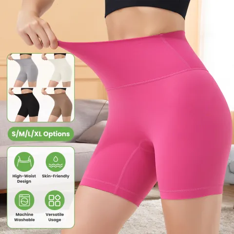 4 Sizes-5 Colors Option -- Women's High Waist Biker Shorts