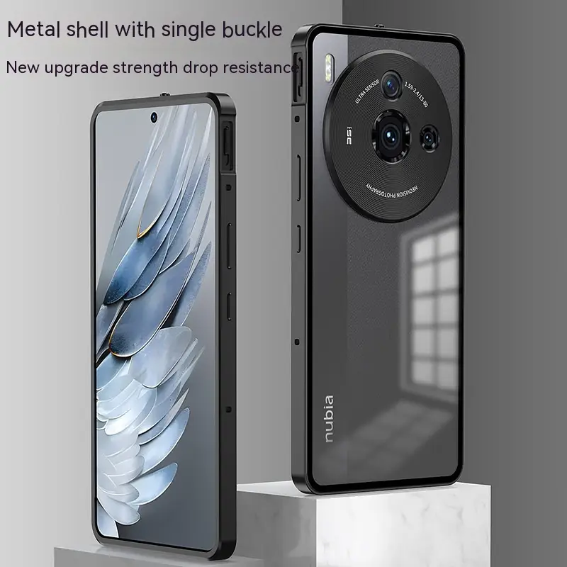Metal Frame Phone Case Elastic Buckle Frosted Backboard Drop-resistant