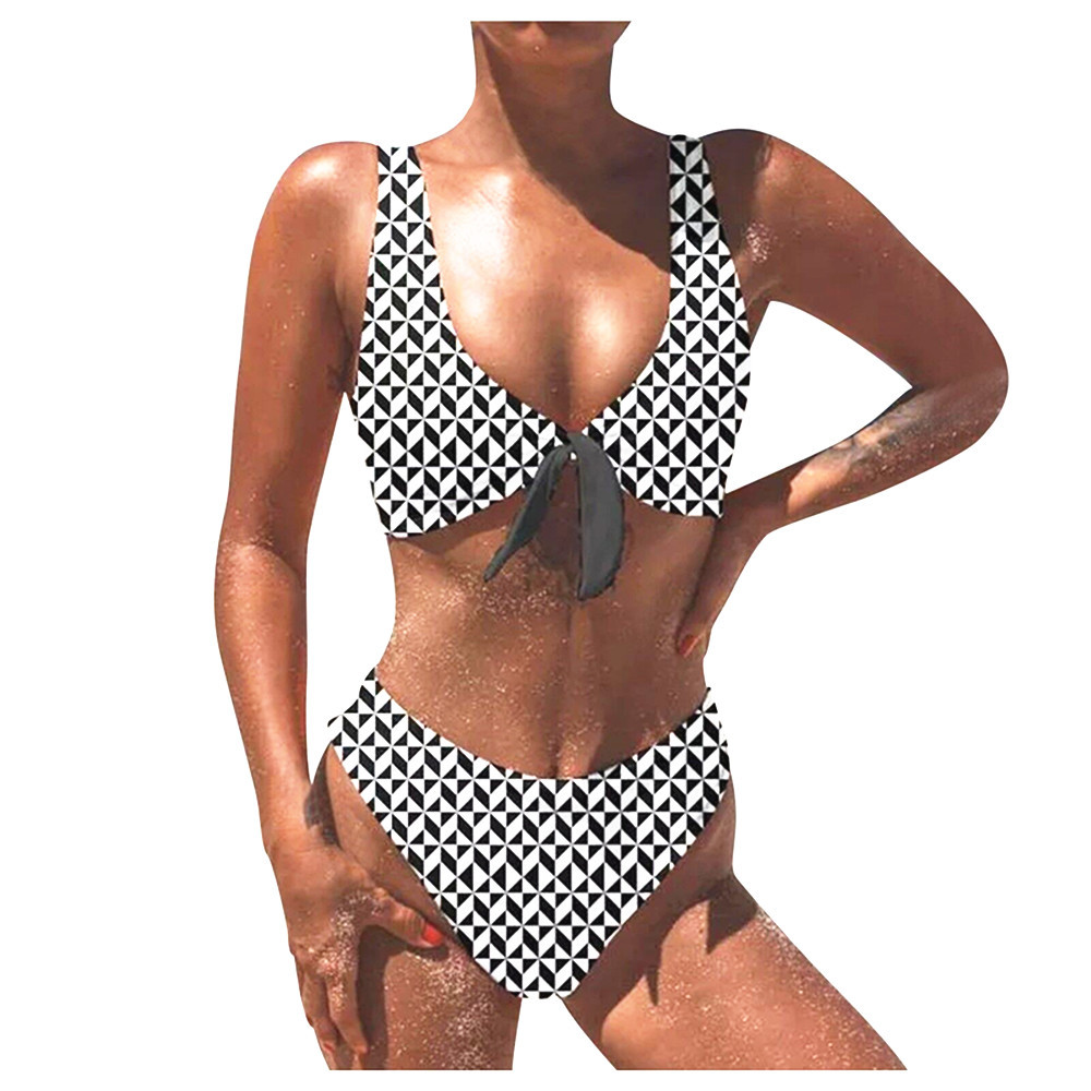 Title 9, Print Knotted Wide Strap Split Bikini