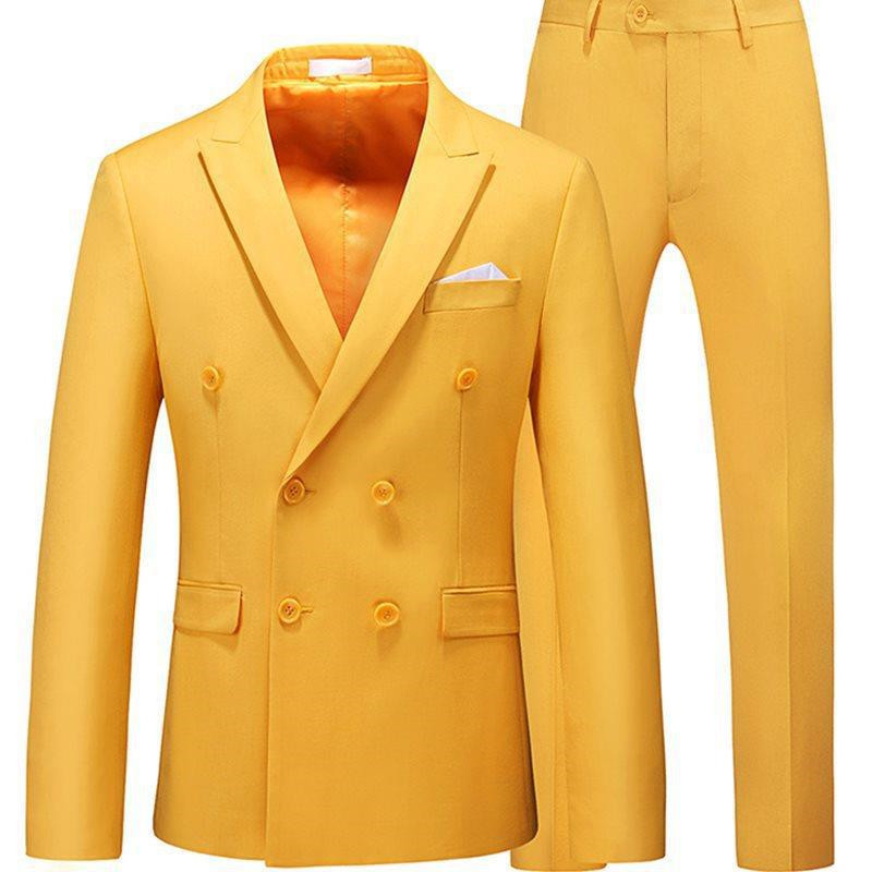 Men 2 Pieces Slim Fit Casual Tuxedo Suit Male Suits Set - Picture 16 of 16