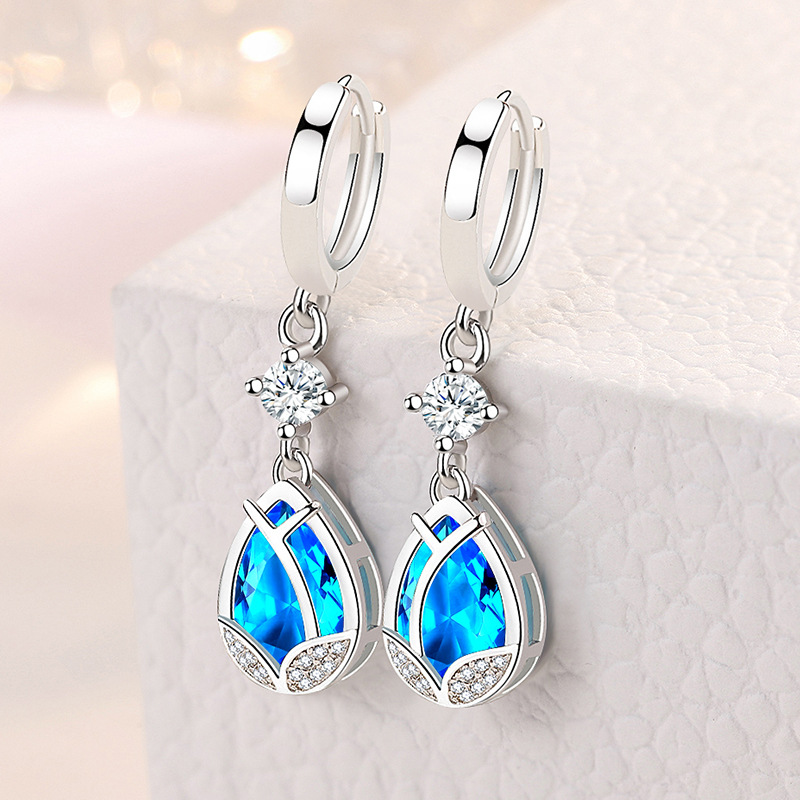 Women's Korean Style Water Drop Earrings Temperament Flowers