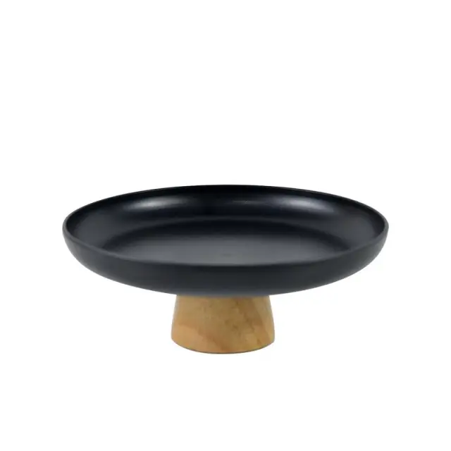 Living Room Round Solid Wood Base Tray Desktop Storage Tray Black - Shop at LoveMi