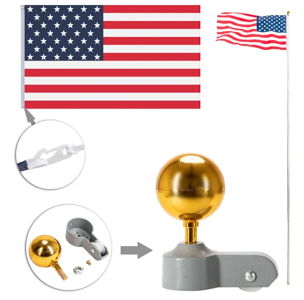 25ft Solemn Outdoor Decoration Sectional Halyard Pole US America Flag Flagpole Kit image 2
