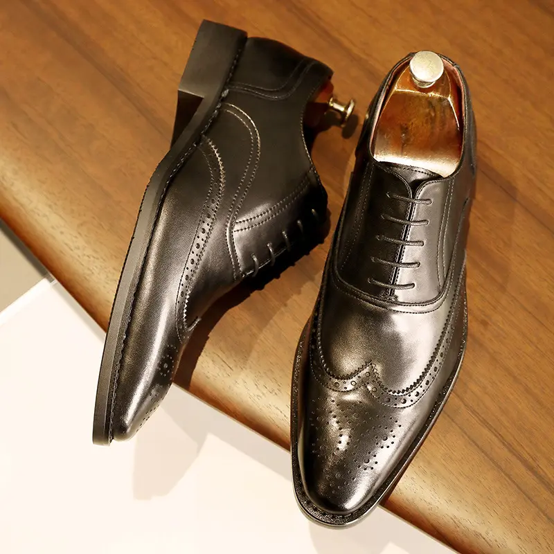 Men's Leather Shoes Rubber Sole Oxford