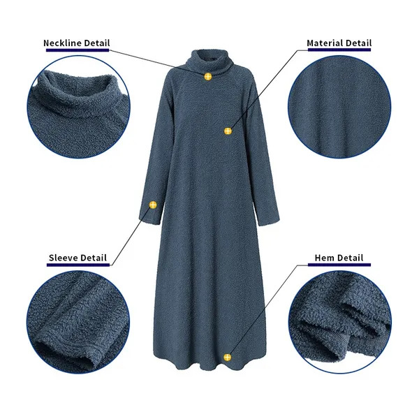 Wool Plush Casual Solid Color Turtleneck Dress