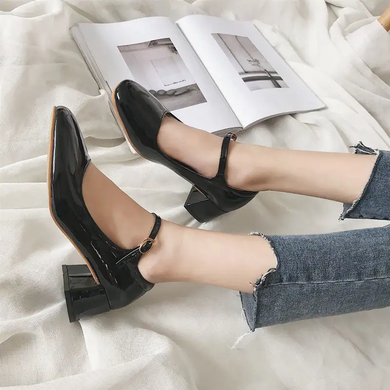 New Vintage Square Toe French Mary Jane High Heels