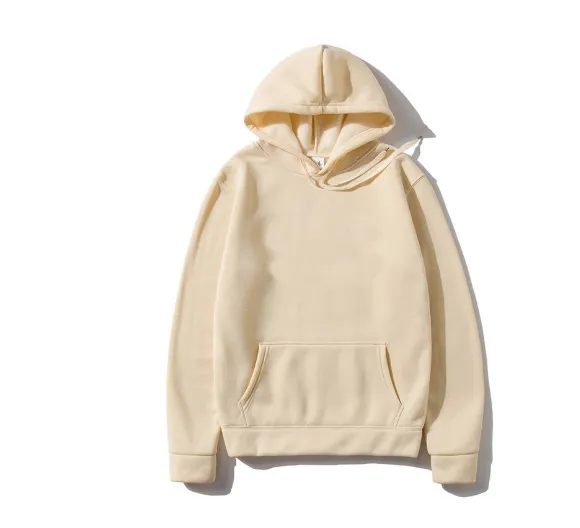 Cotton Fleece Solid Color Hoodie Sweatshirt Apricot - Shop at LoveMi