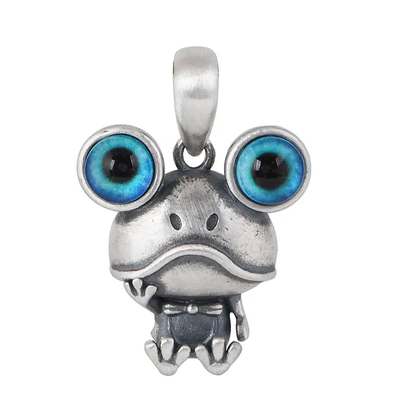 S925 Silver Retro Personality Keroppi Cartoon Animal Pendant