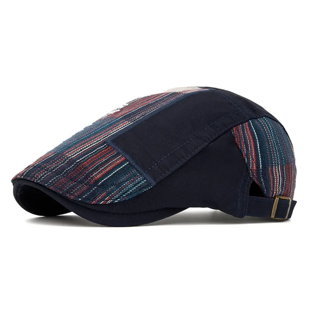 National Style Colorful Checkered Stitching Forward Hat, Suitable For Both Men And Women, Versatile For Various Occasions And Casual Wear.
