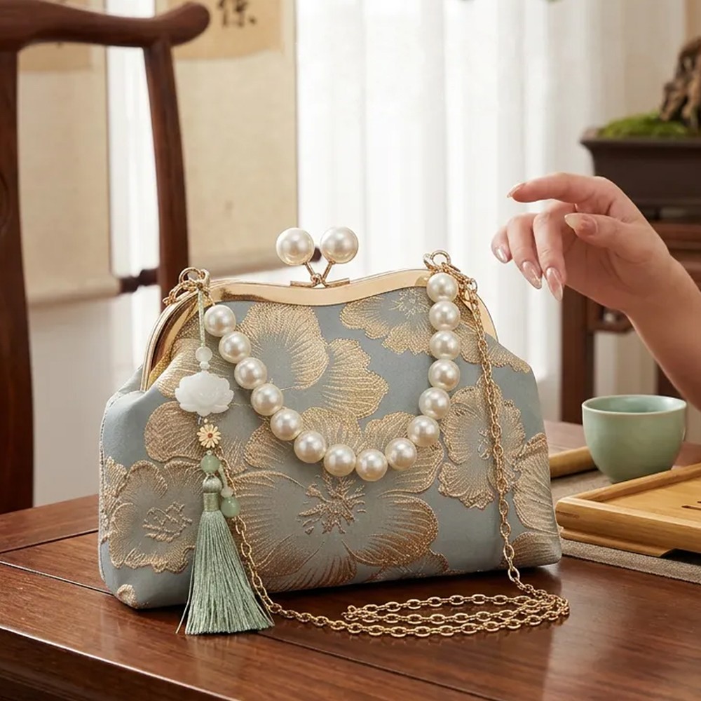 Pearl Embroidered Shoulder Bag Crossbody Bags For Woman Handbag — image 9