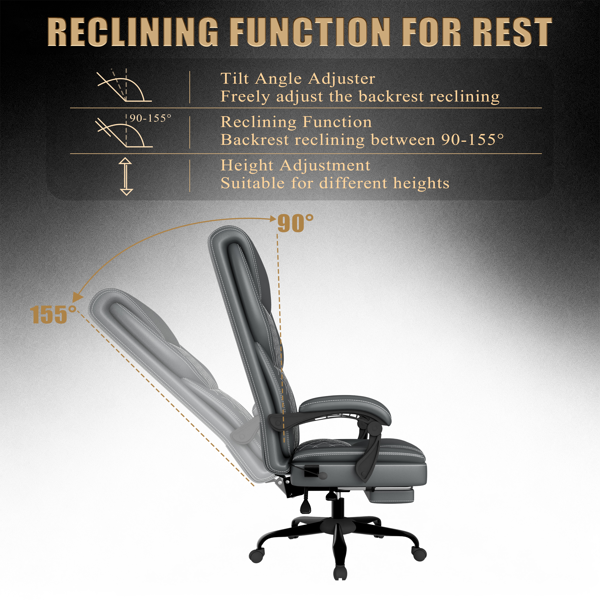 Gaming Chair, Office Chair With Inflatable Lumbar Support, Ergonomic Comfortable Wide Computer Chair With Footrest And Linked Soft Armrests, High Back 3D Enveloping Seat Cushion thumbnail 5