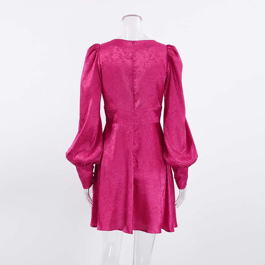 V Neck Hollow Jacquard Dress
