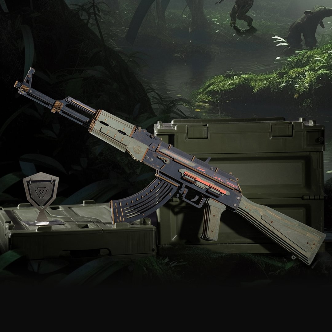 ROKR AK47 Wooden Rifle Model Toy - 315 Pieces, DIY Rubber Band Gun, 3D Puzzle, Wooden Model Building Kit, Single,burst Mode, Premium Collector's Edition Model Kit For Adults And Teenagers