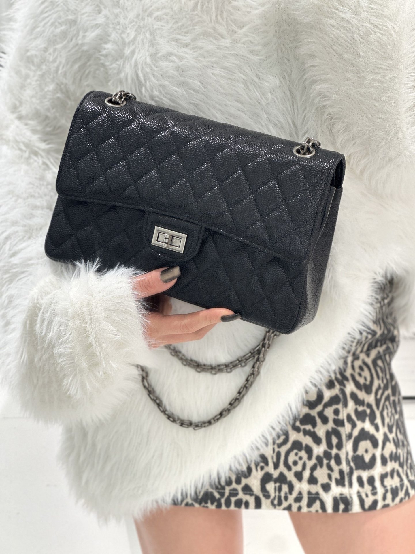 Baidie Leather Women's Bag, Caviar First-Layer Cowhide Chain Bag, High-Quality Cowhide Quilted Shoulder, Crossbody, And Underarm Bag