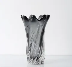 Modern American Living Room Petal Mouth Glass Vase Grey - Silver - View 1