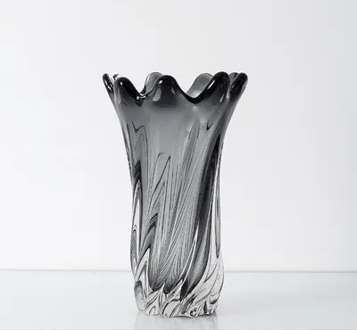 Modern American Living Room Petal Mouth Glass Vase Grey Silver - Shop at LoveMi
